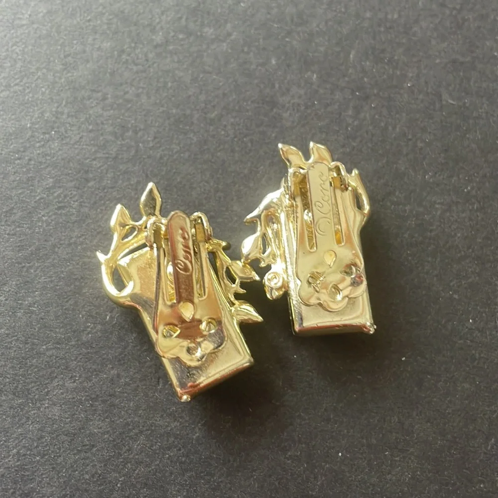 Vintage Coro confetti bracelet earrings set gold tone lucite thermoset - Picture 3 of 9